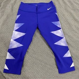 NIKE leggings - cropped - blue - size L